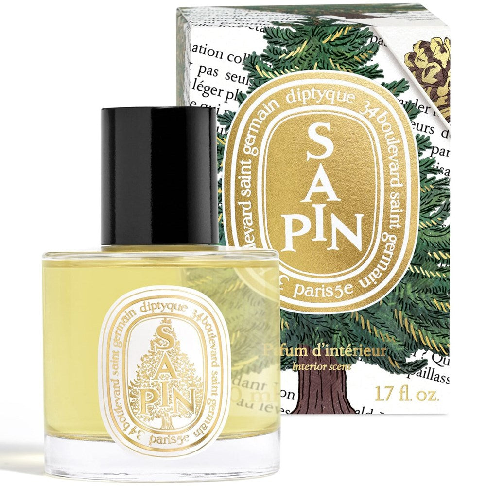 Diptyque Sapin Mini Room Spray (1.7 oz) - product shown with packaging. 