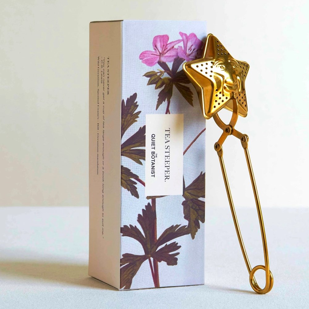 The Quiet Botanist Tea Steeper - Star Shape (1 pc) shown with box