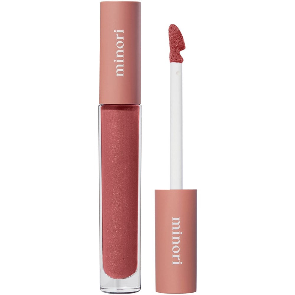 Minori Lip Gloss - Blossom (3.5 ml) showing tube and wand with doe foot applicator