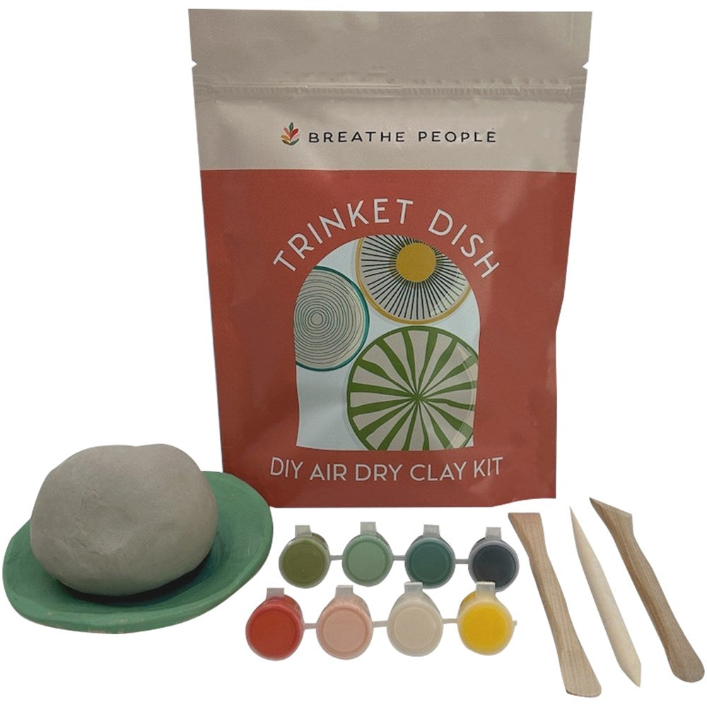 Breathe People DIY Air Dry Clay Kit – Make Your Own Trinket Dish (1 kit) - product shown with all contents included. 