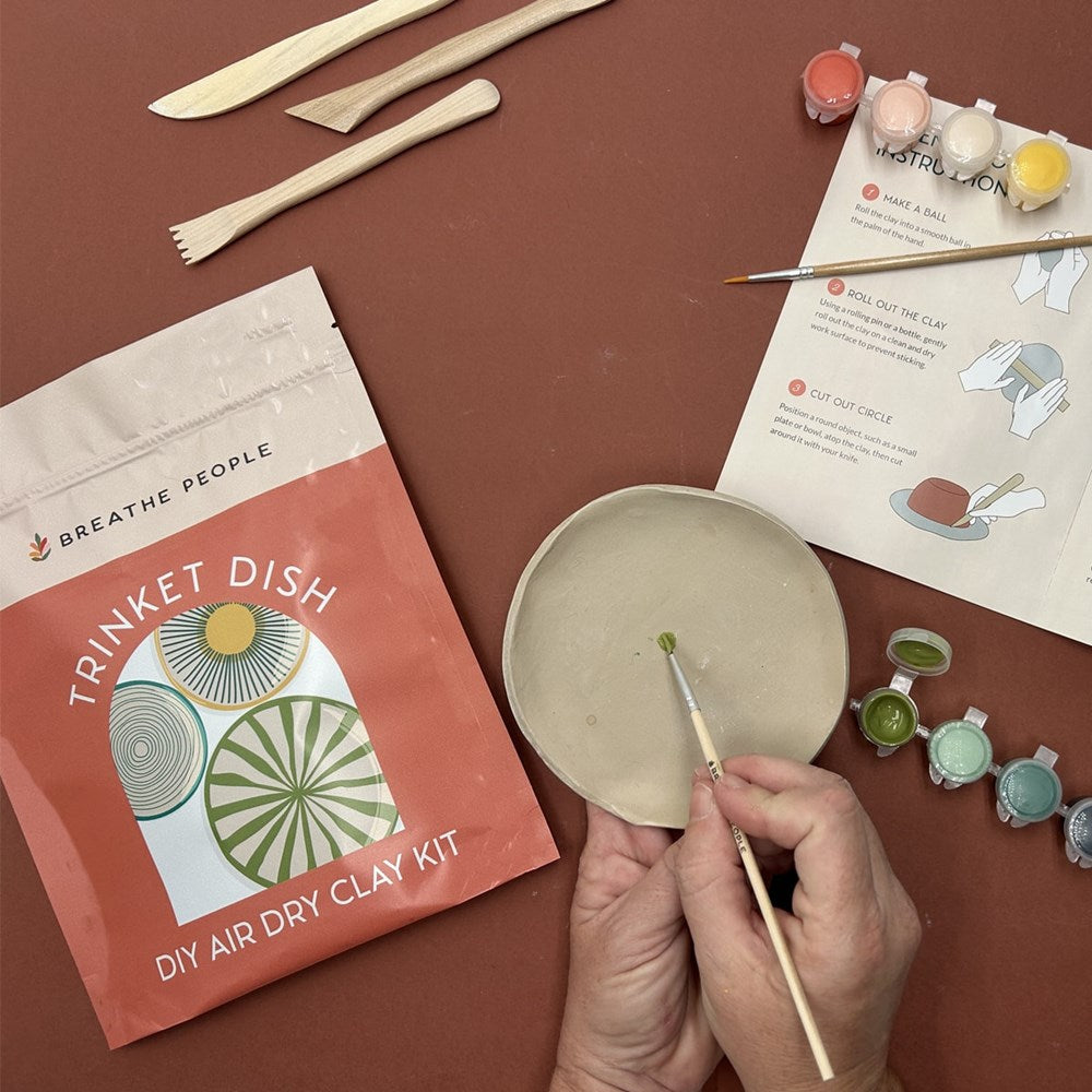 Breathe People DIY Air Dry Clay Kit – Make Your Own Trinket Dish (1 kit) - person using product.