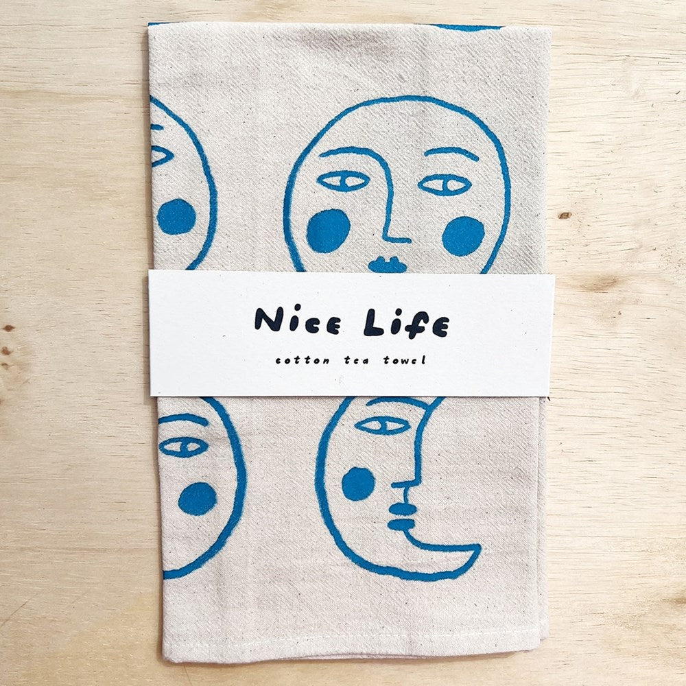 Nice Life Moon Tea Towel (1 pc) shown folded
