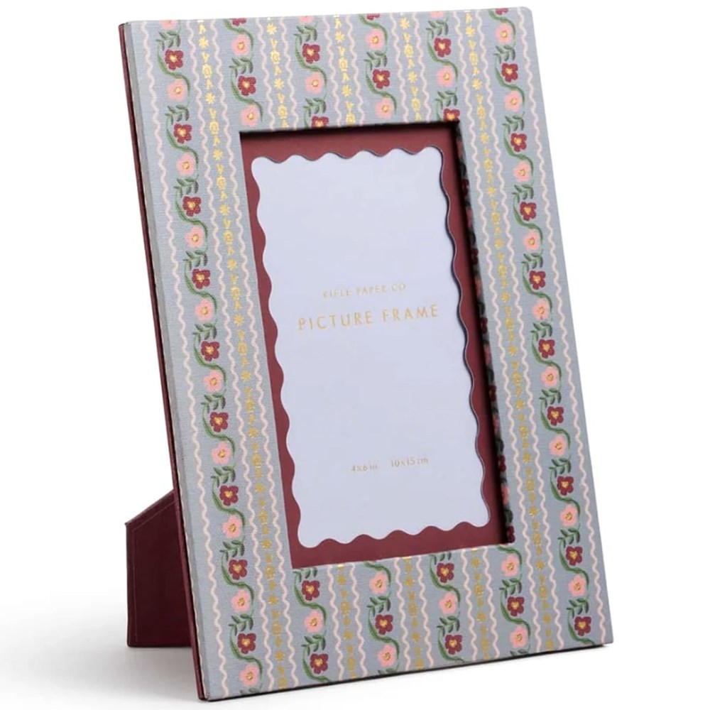 Rifle Paper Co. Delphine Paper Wrapped Picture Frame (1 pc) - product shown from angle. 