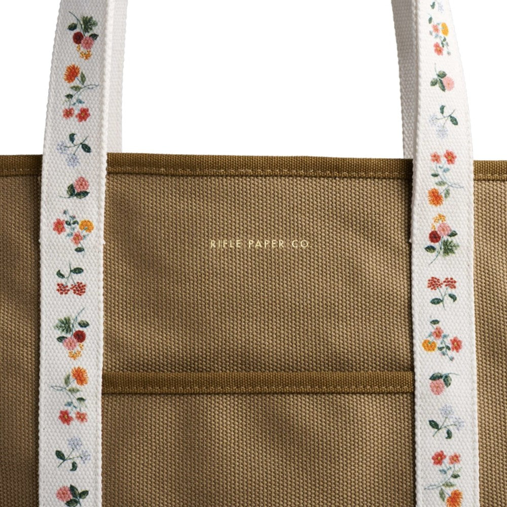 Rifle Paper Co. Ditsy Dahlia Canvas Carry All (1 pc) - product shown close up. 