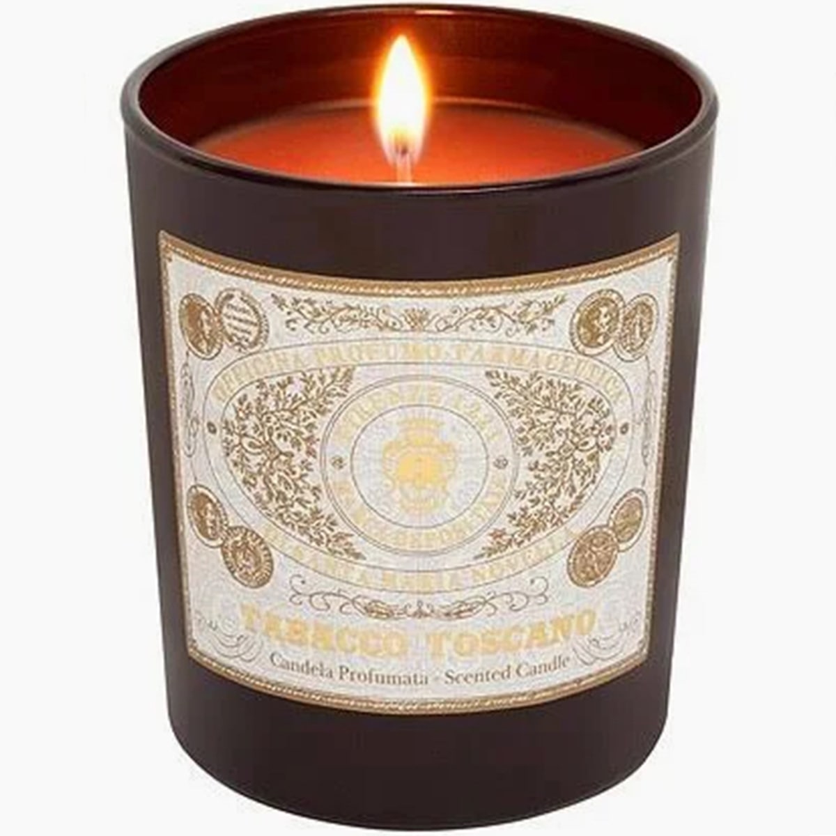 Santa Maria Novella Tabacco Toscano Scented Candle (250 g) - product shown lit