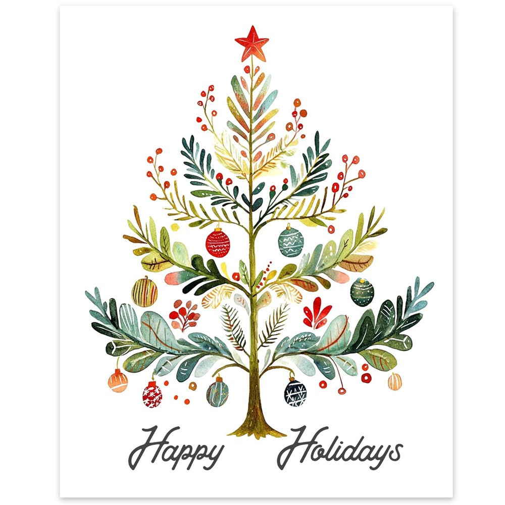 Breathe People Scandinavian Tree All-In-One Watercolor Kit (showing end product of watercolor Scandinavian Tree