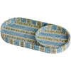 Block Printed Desk Tray Set - Floral Stripe Blue