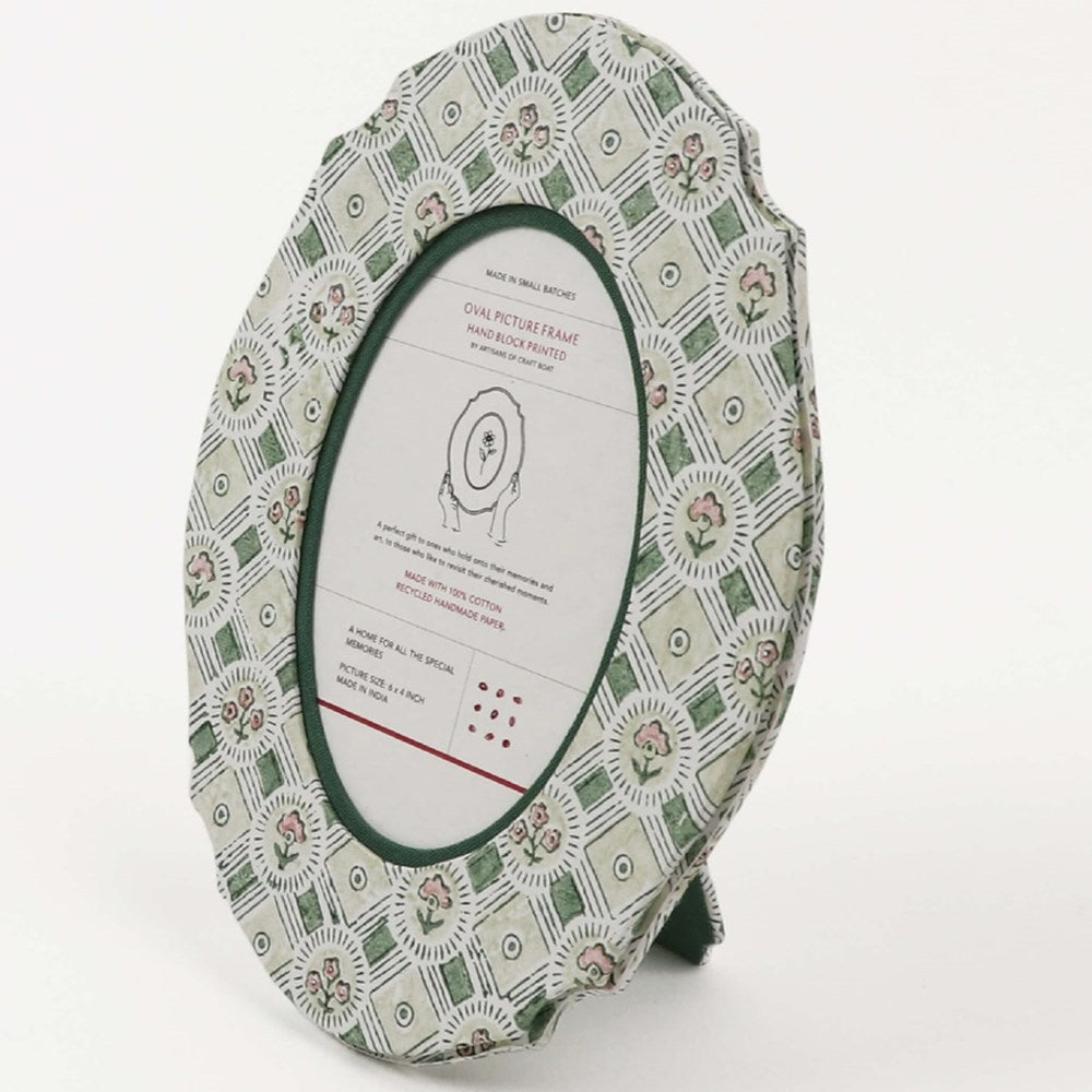 Craft Boat Oval Picture Frame – Spring Bloom Green (1 pc) -product shown at an angle.