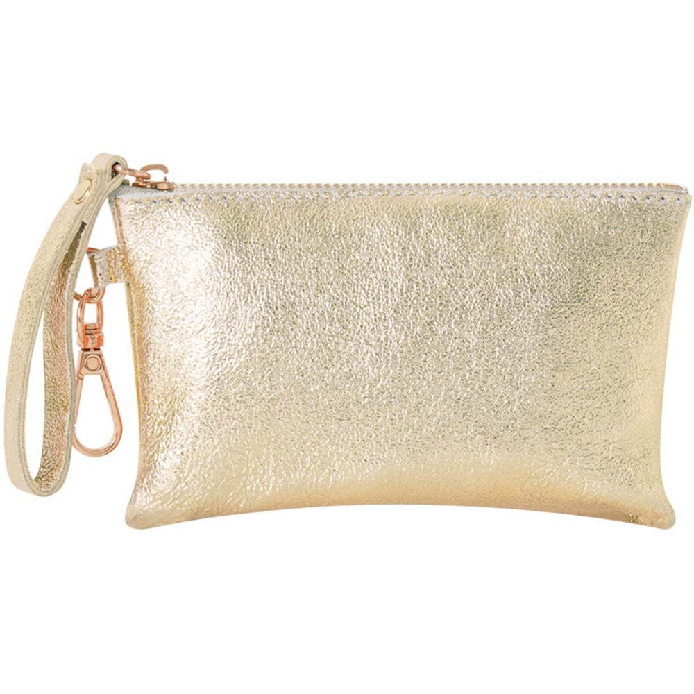 Montte Di Jinne Italian Handmade Leather Coin Bag with Wrist Strap – Gold (1 pc) 