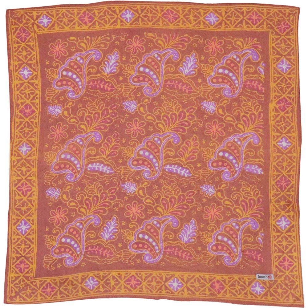 Kasih Co-op Hand Dyed Batik Bandana - Dusky Fern, Pink, Yellow, Purple (1 pc)