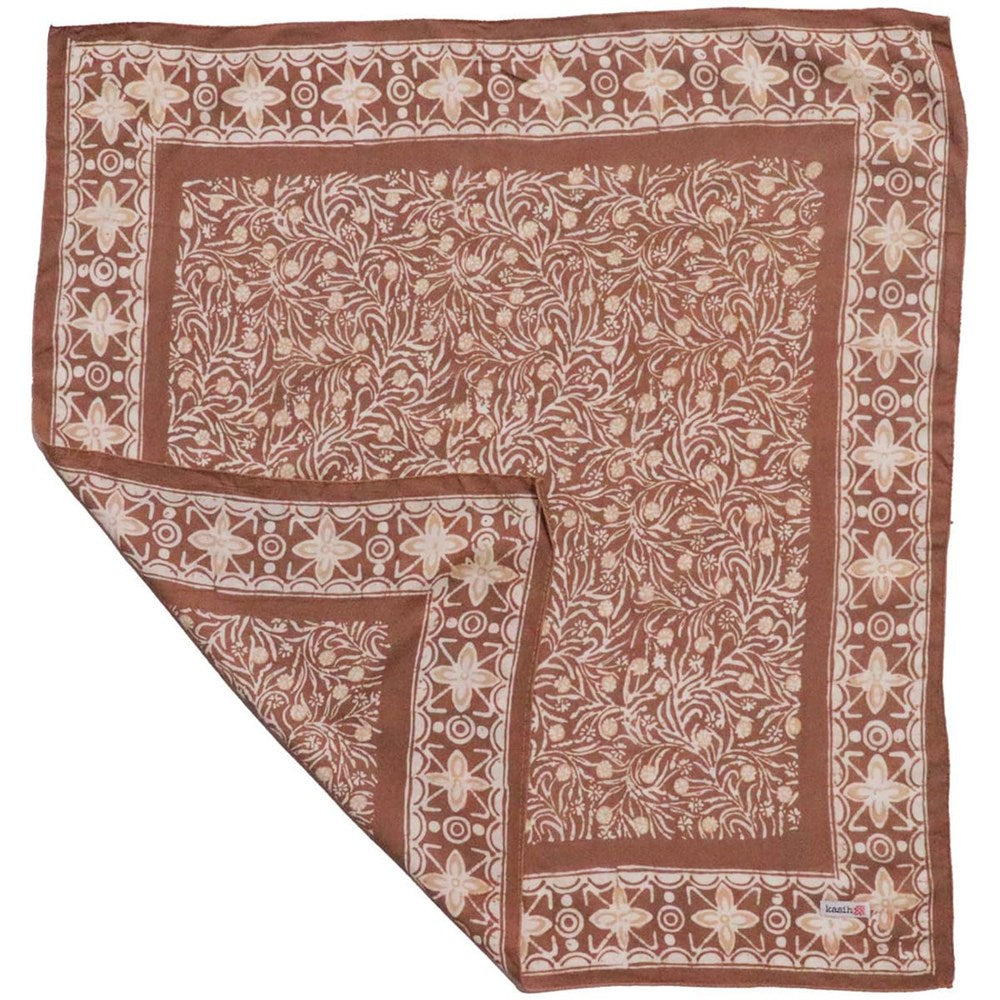 Kasih Co-op Hand Dyed Batik Bandana - Mocha Perfection, Brown, Mocha Mousse (1 pc) - product shown folded. 