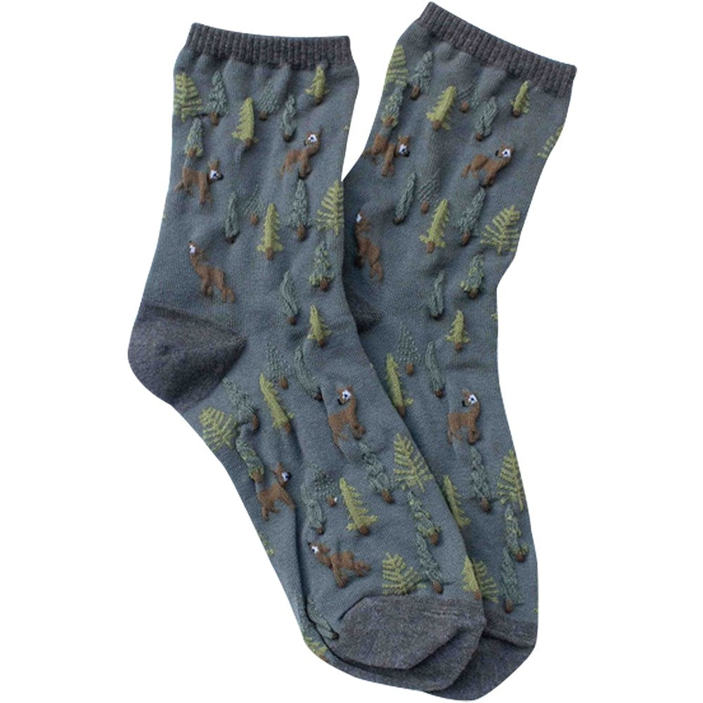 Tiepology Forest Friends Socks - Burnt Olive (1 pair)