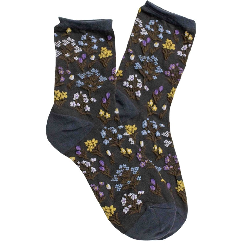 Tiepology Midnight Wildflower Socks - Charcoal (1 pair)
