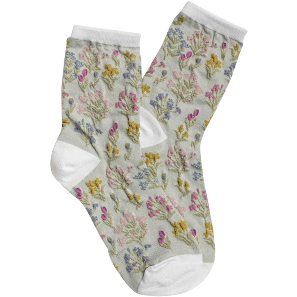 Tiepology Midnight Wildflower Socks - Sage (1 pair)