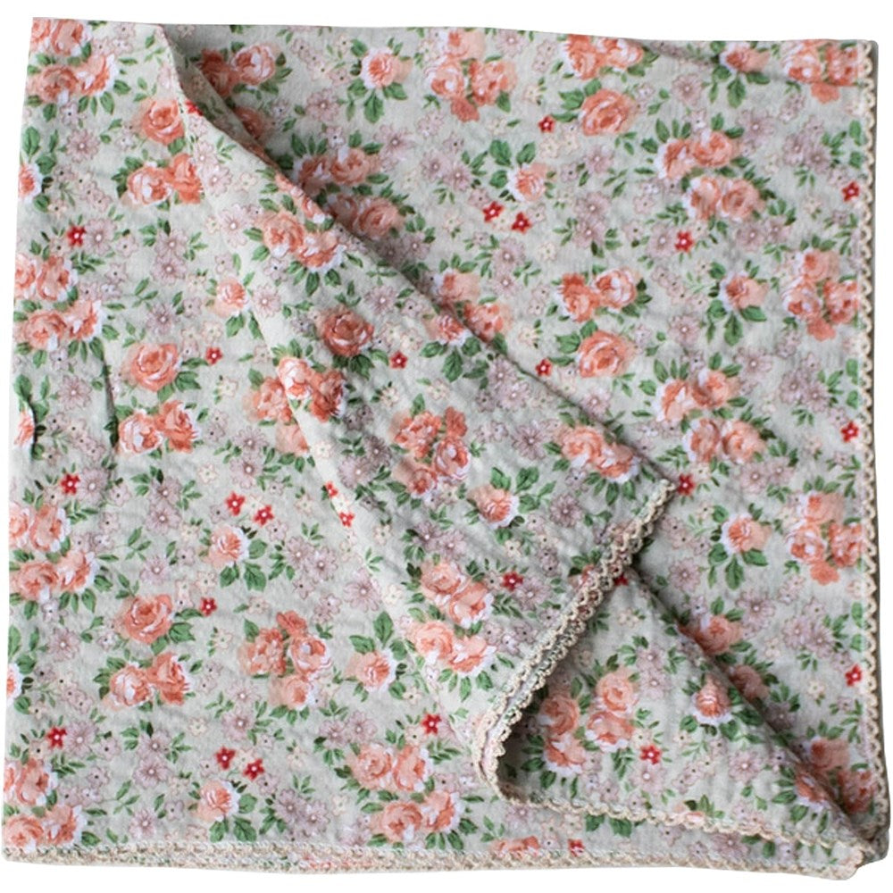 Tiepology Rose Garden Cotton Scarf - Sage & Coral Green (1 pc)
