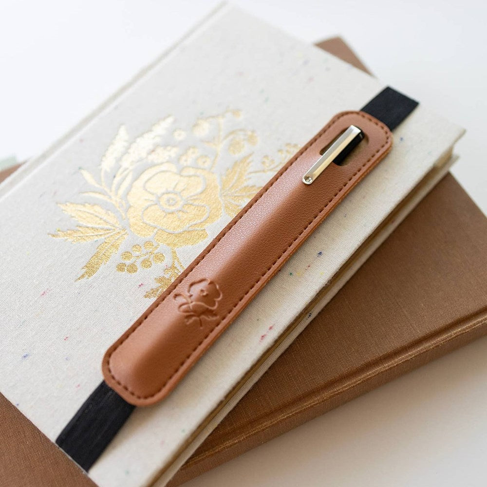 Botanica Paper Co. Poppy Pen Pouch (1 pc) - product shown on journal. 