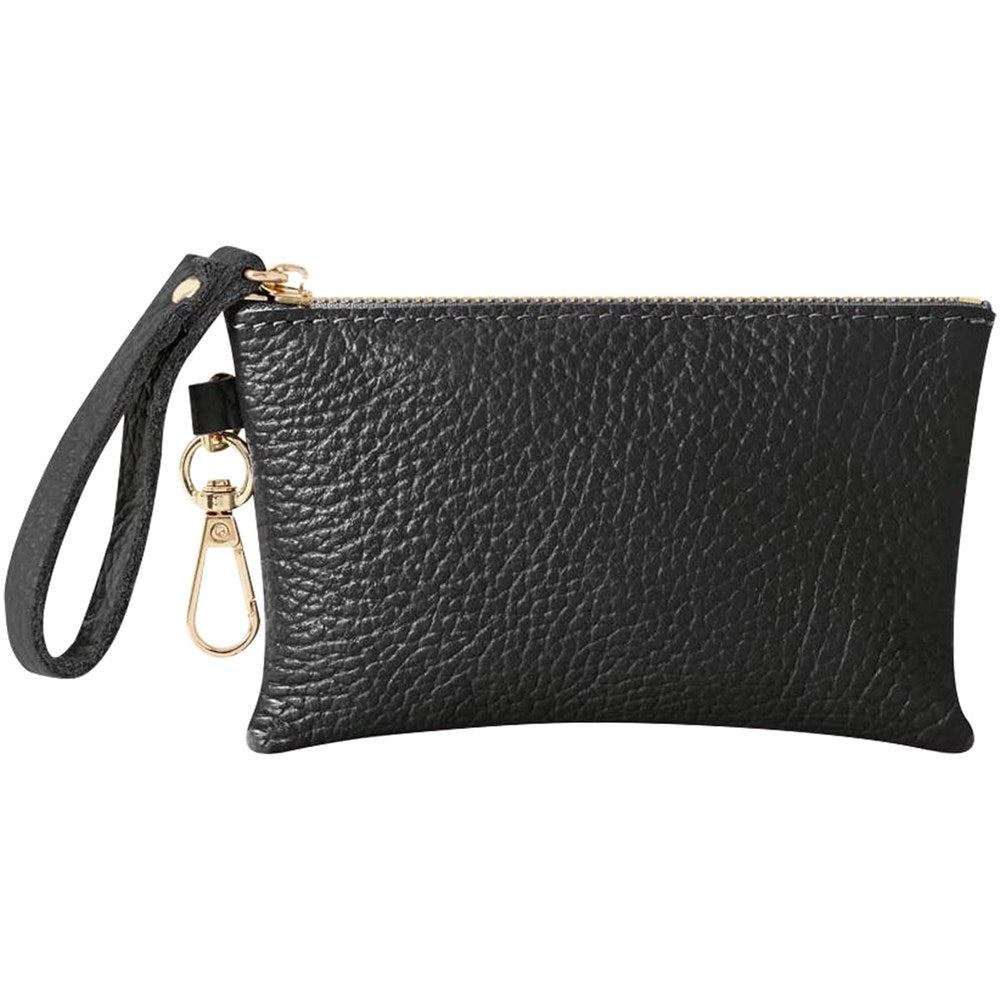 Montte Di Jinne Italian Handmade Leather Coin Bag with Wrist Strap – Black (1 pc)