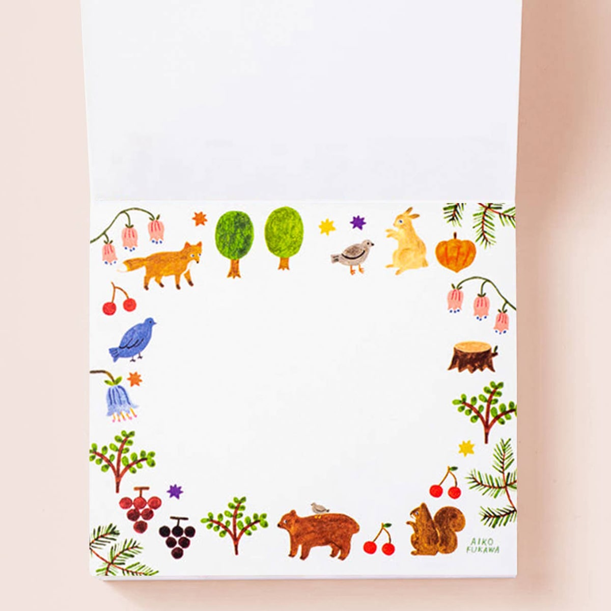 Her Winter Flowers Block Memo - Feel Nature (1 pc) - product shown open to a page. 