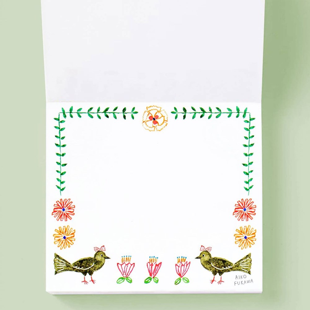 Her Winter Flowers Block Memo - Flower Gate (1 pc) - product shown with page open. 