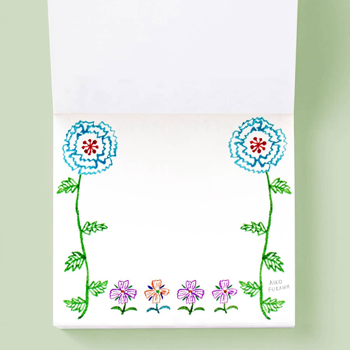 Her Winter Flowers Block Memo - Flower Gate (1 pc) - product shown with page open. 