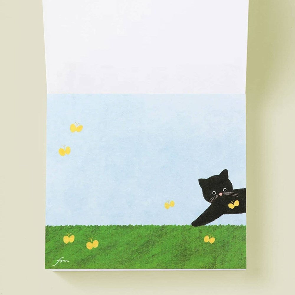 Her Winter Flowers Block Memo - Meow (1 pc) - product shown open to page.
