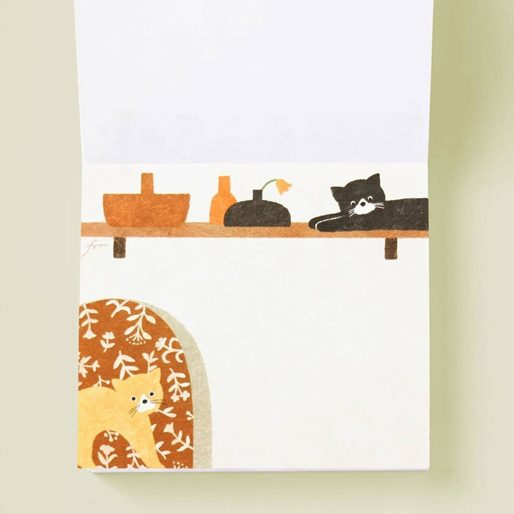 Her Winter Flowers Block Memo - Meow (1 pc) - product shown open to page.