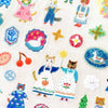 Her Winter Flowers Cats and Buttons Sticker Sheet (1 sheet) - product shown close up. 