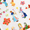 Her Winter Flowers Rabbit Garden Sticker Sheet (1 sheet) - product shown close up. 