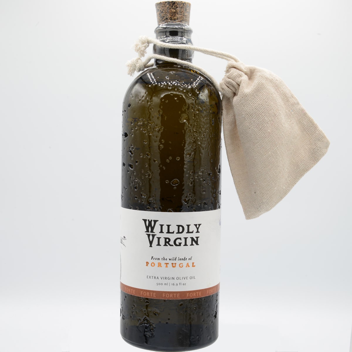 Wildly Virgin Forte Olive Oil & Pour Spout (500 ml) - product shown with packaging. 