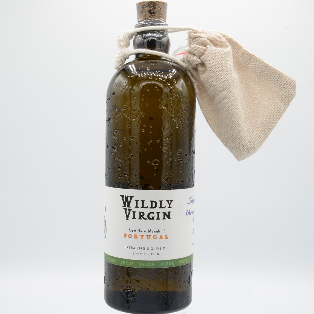 Wildly Virgin Verde Olive Oil & Pour Spout (500 ml) - product shown in packaging. 