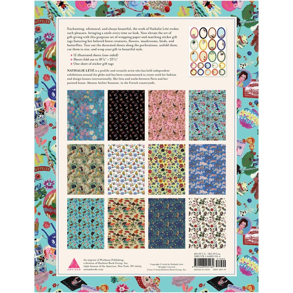 Nathalie Lete Wrapping Paper (12 sheets) - back of product shown. 