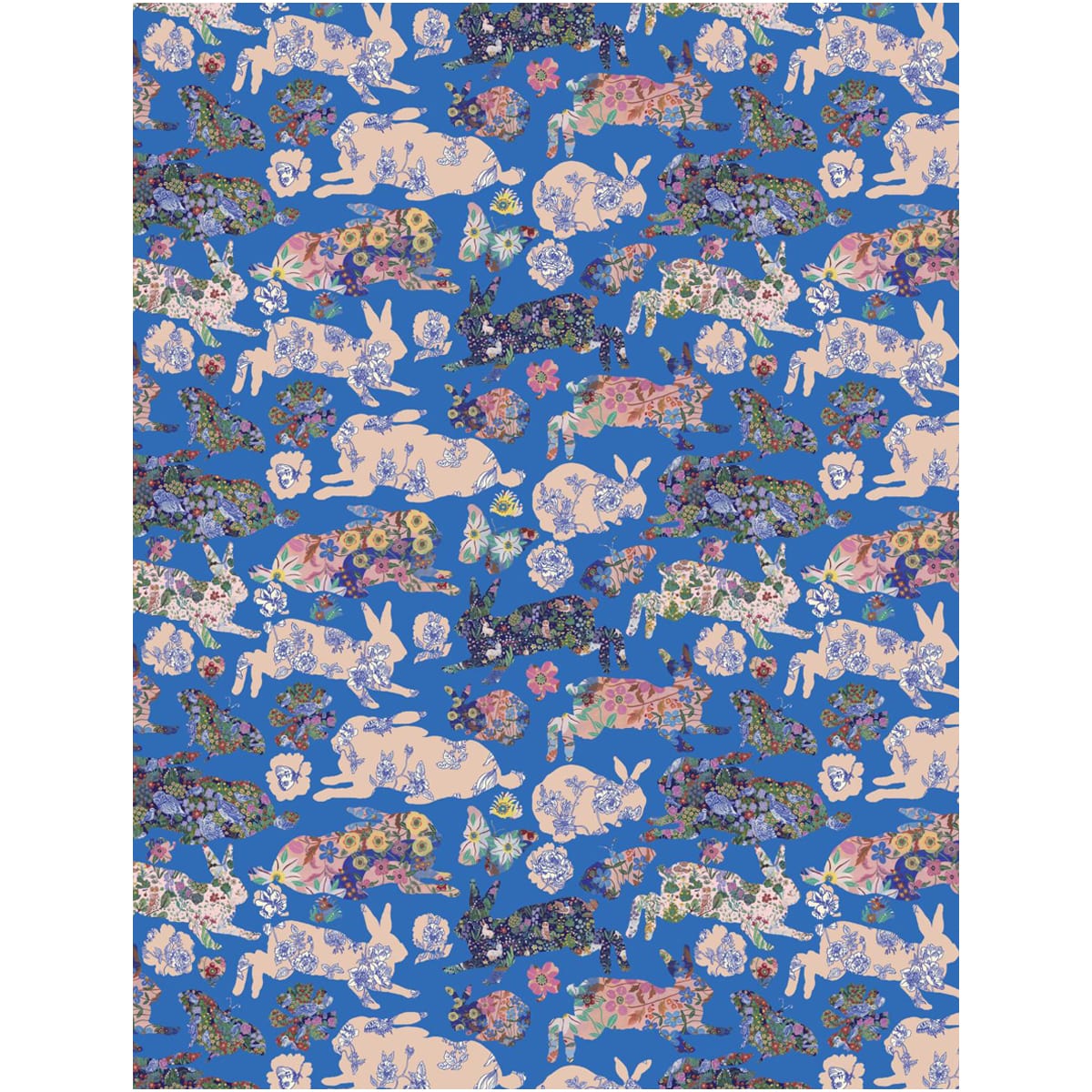 Nathalie Lete Wrapping Paper (12 sheets) - blue page of product shown. 
