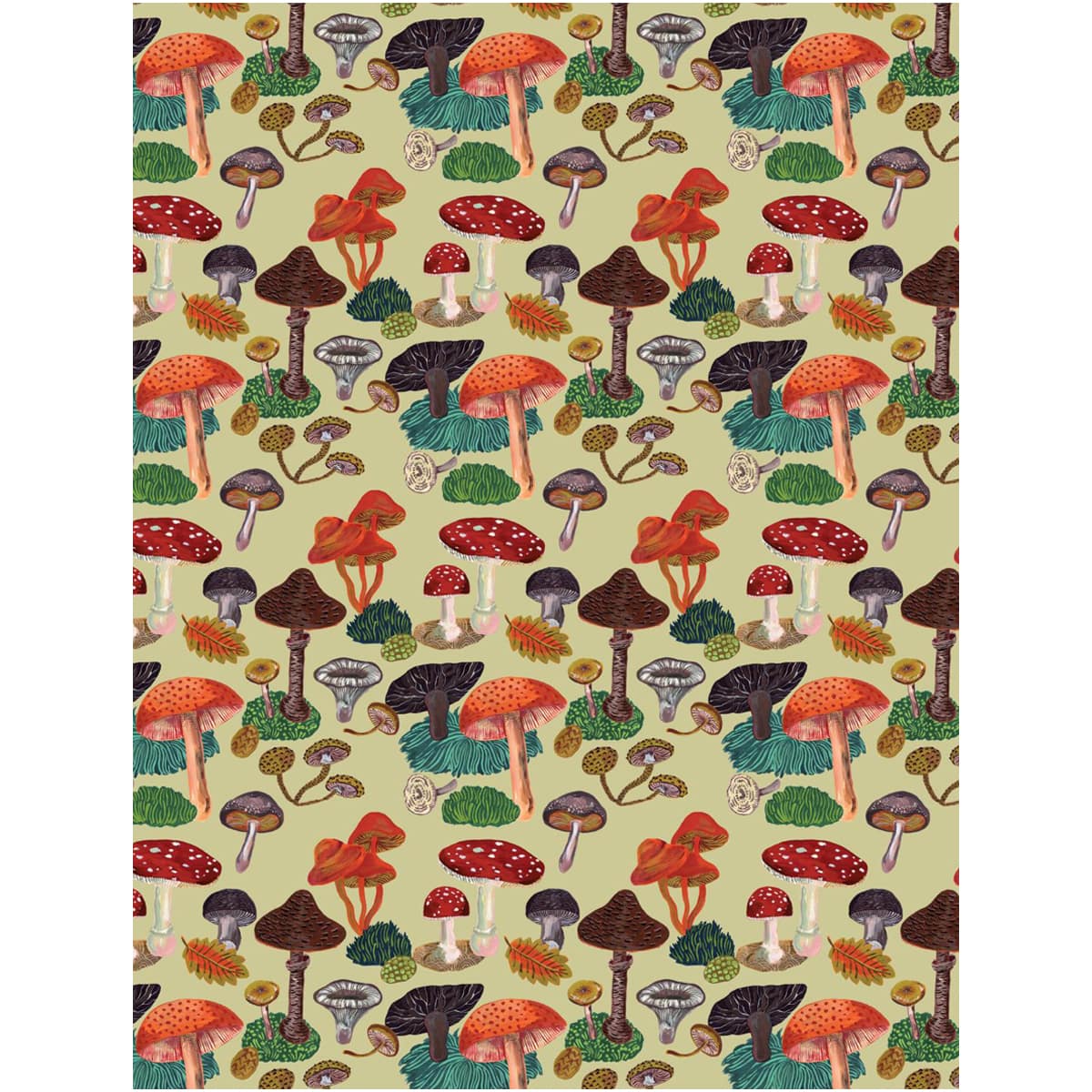 Nathalie Lete Wrapping Paper (12 sheets) - green foresty page of product shown. 