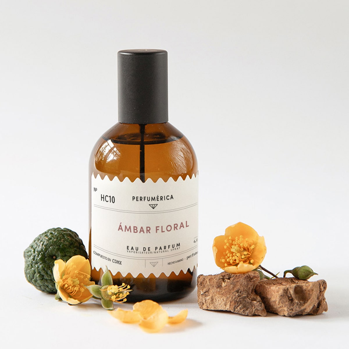 Perfumerica Ambar Floral Eau de Parfum (120 ml) - product shown with wood and flowers.