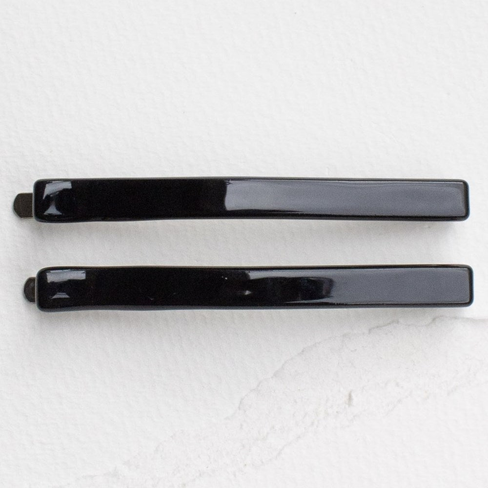 Tiepology Eco Simple Hair Bobby Pin Set – Black (2 pcs) - product shown on white background. 