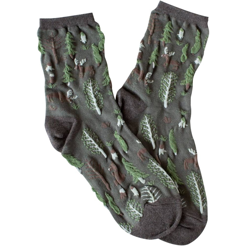 Tiepology Winter Forest Casual Socks - Brown/Sage (1 pair)