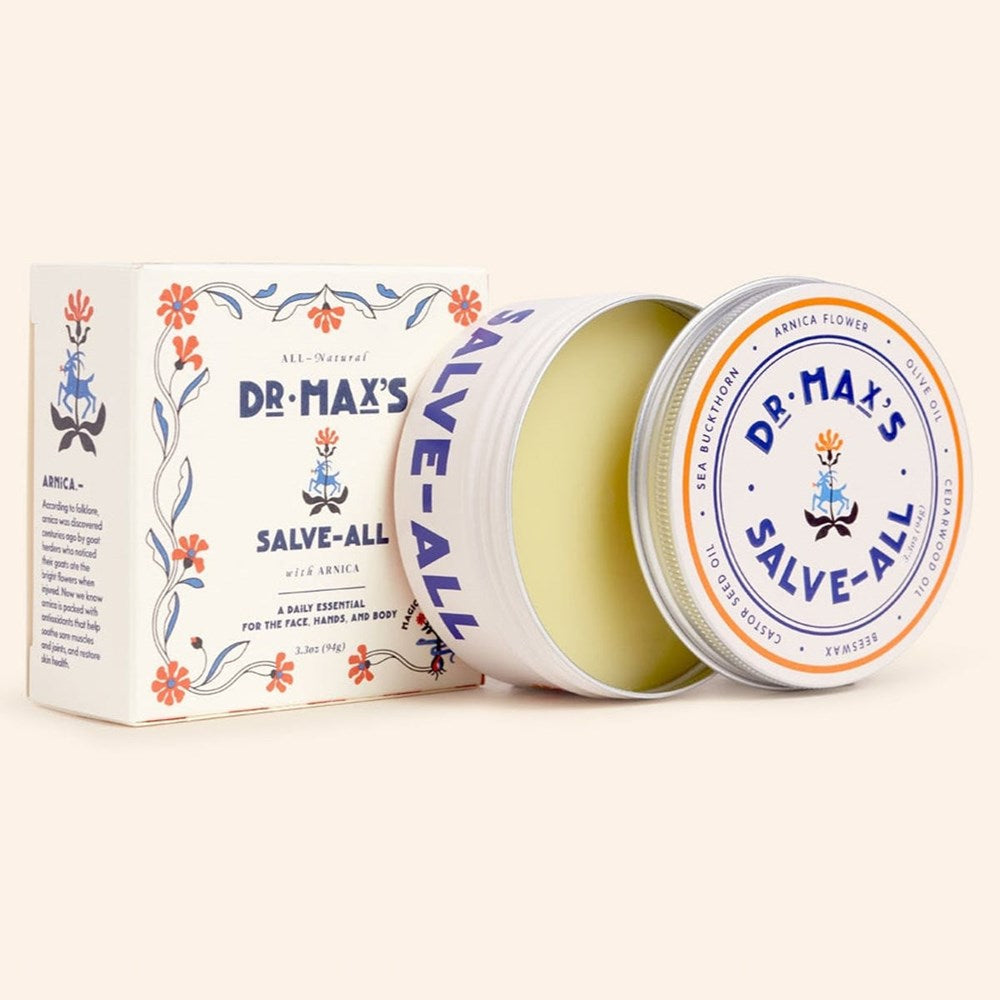 Dr. Max’s Salve-All (3.3 oz) - product shown next to packaging. 