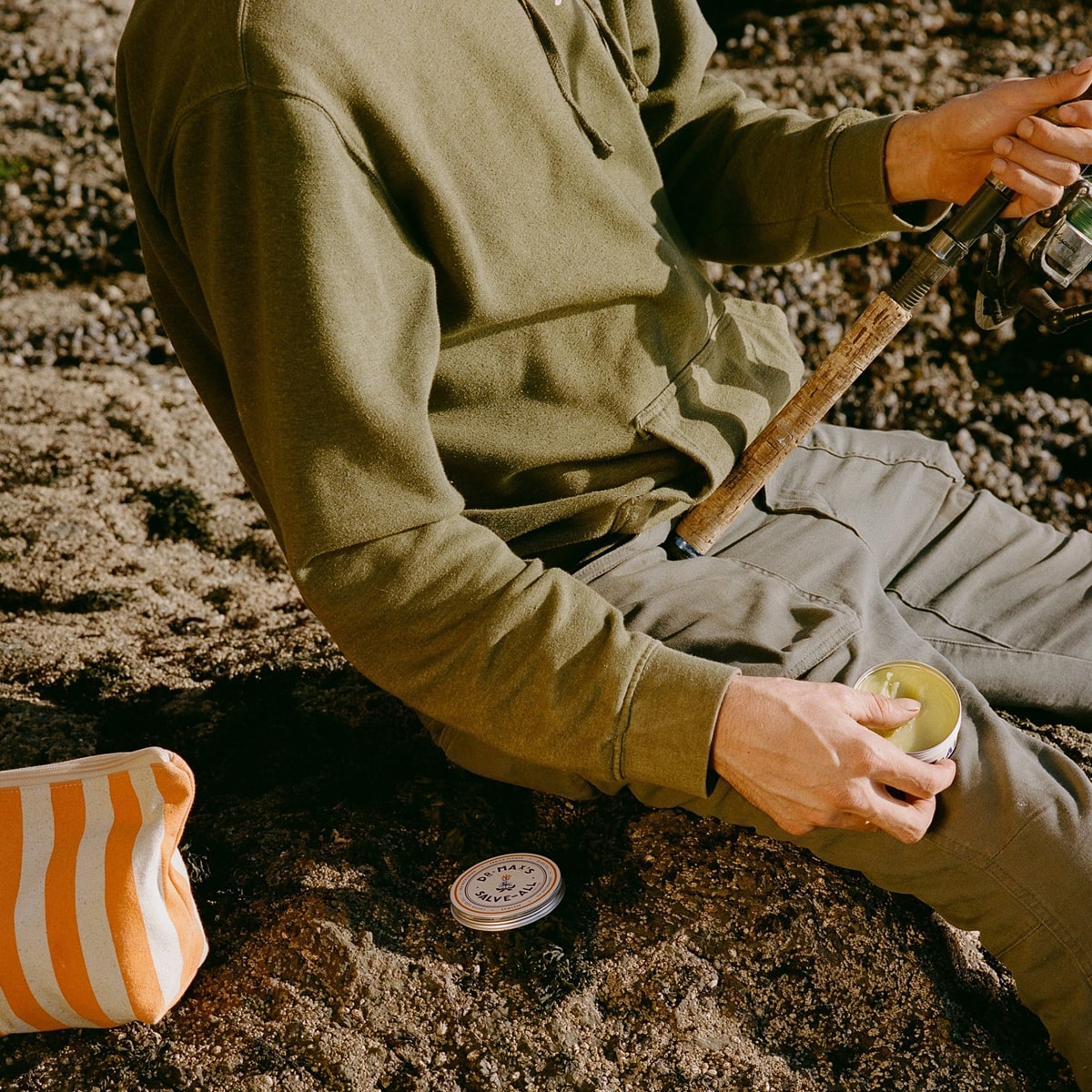 Dr. Max’s Salve-All (3.3 oz) - product being used by fisherman. 