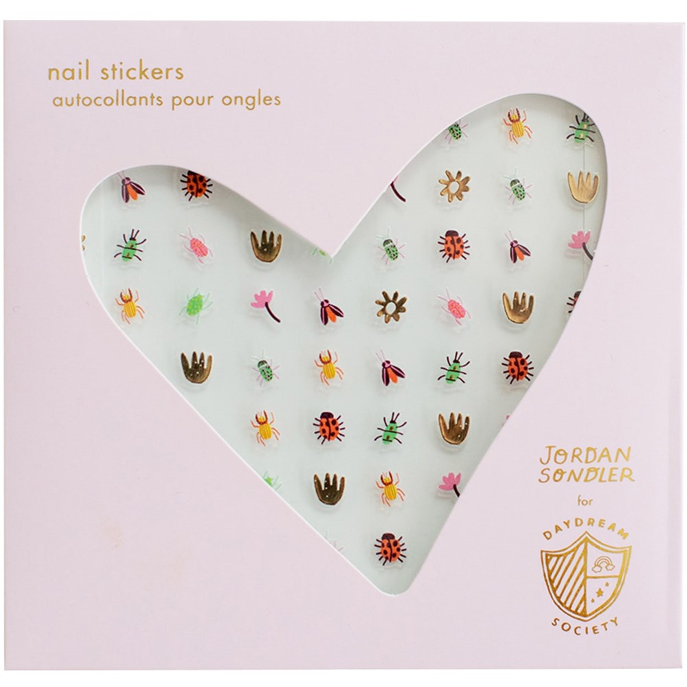 Jollity & Co. + Daydream Society Backyard Bugs Nail Stickers (100 stickers) shown in packaging