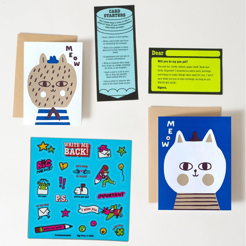 Egg Press Manufacturing Cats Meow Write Me Back Pen Pal Kit (1 kit) showing contents of kit