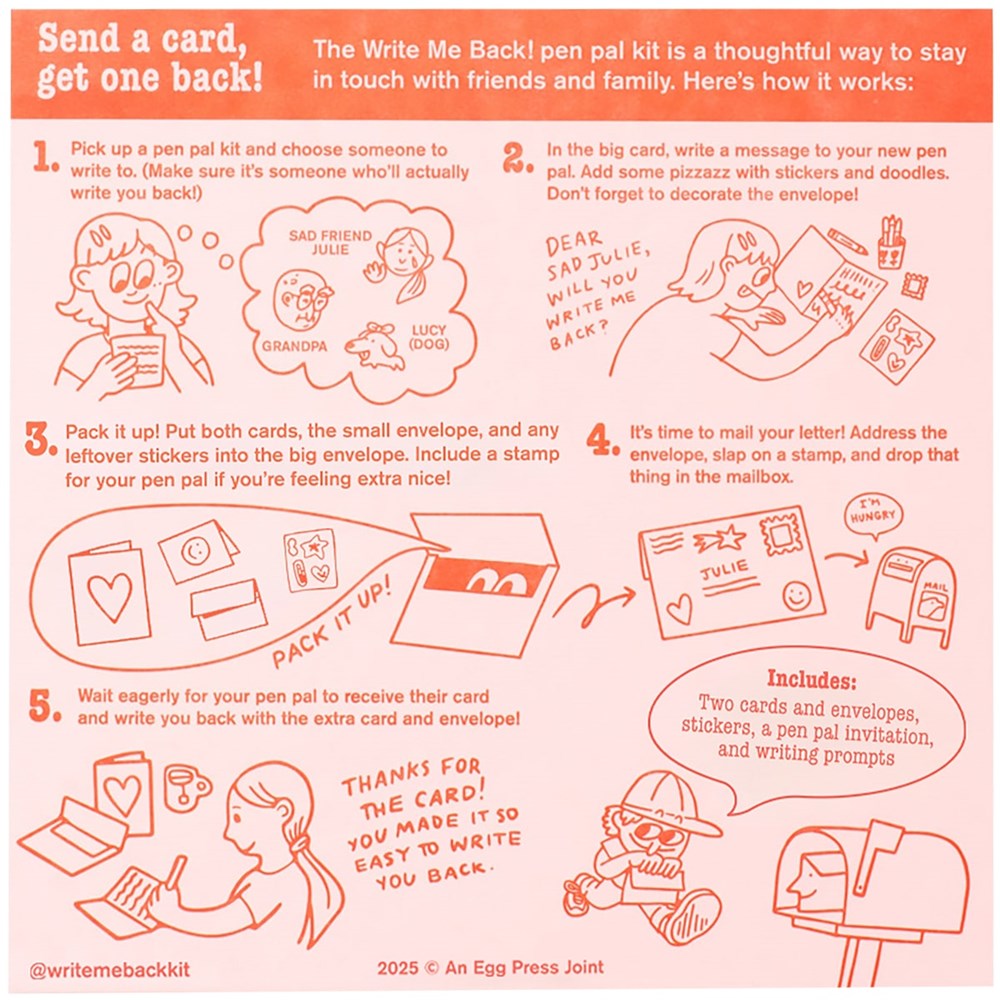 Egg Press Manufacturing Cats Meow Write Me Back Pen Pal Kit (1 kit) showing instructions