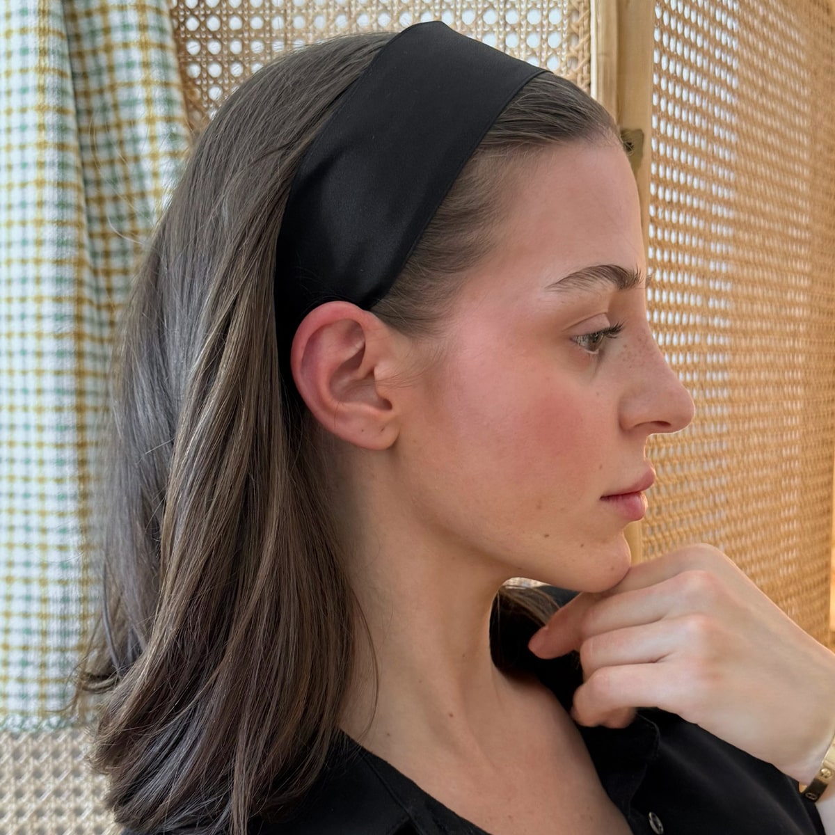 Le Bon Shoppe Olivia Headband - Ebony (1 pc) - product shown on model.