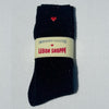 Le Bon Shoppe Embroidered Snow Socks - Black (1 pair) - product shown in packaging. 