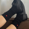 Le Bon Shoppe Embroidered Snow Socks - Black (1 pair) - product shown with black shoes. 