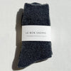Le Bon Shoppe Cashmere Pointelle Socks - Charcoal (1 pair) - product shown in packaging. 