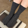 Le Bon Shoppe Cashmere Pointelle Socks - Charcoal (1 pair) - product shown being modeled. 