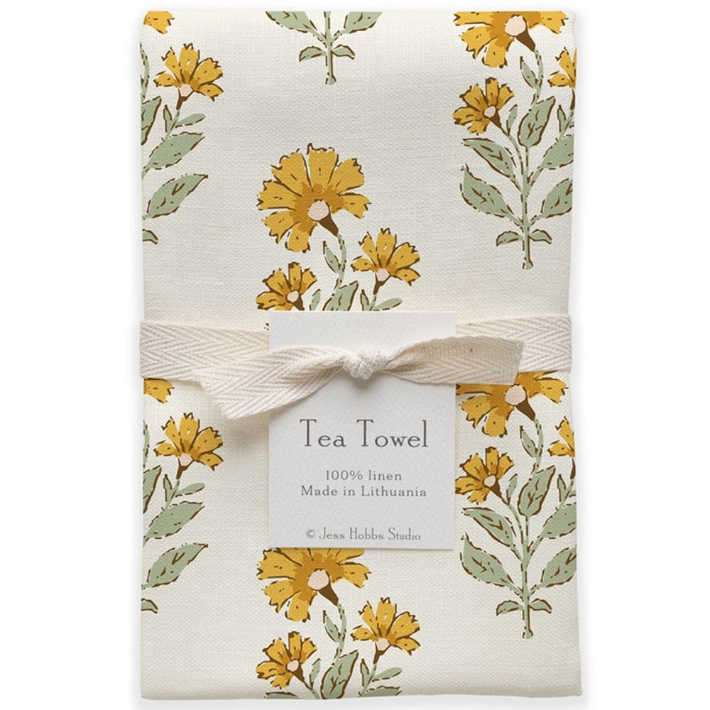 Jess Hobbs Studio Linen Tea Towel - Marigold Yellow Ochre (1 pc)