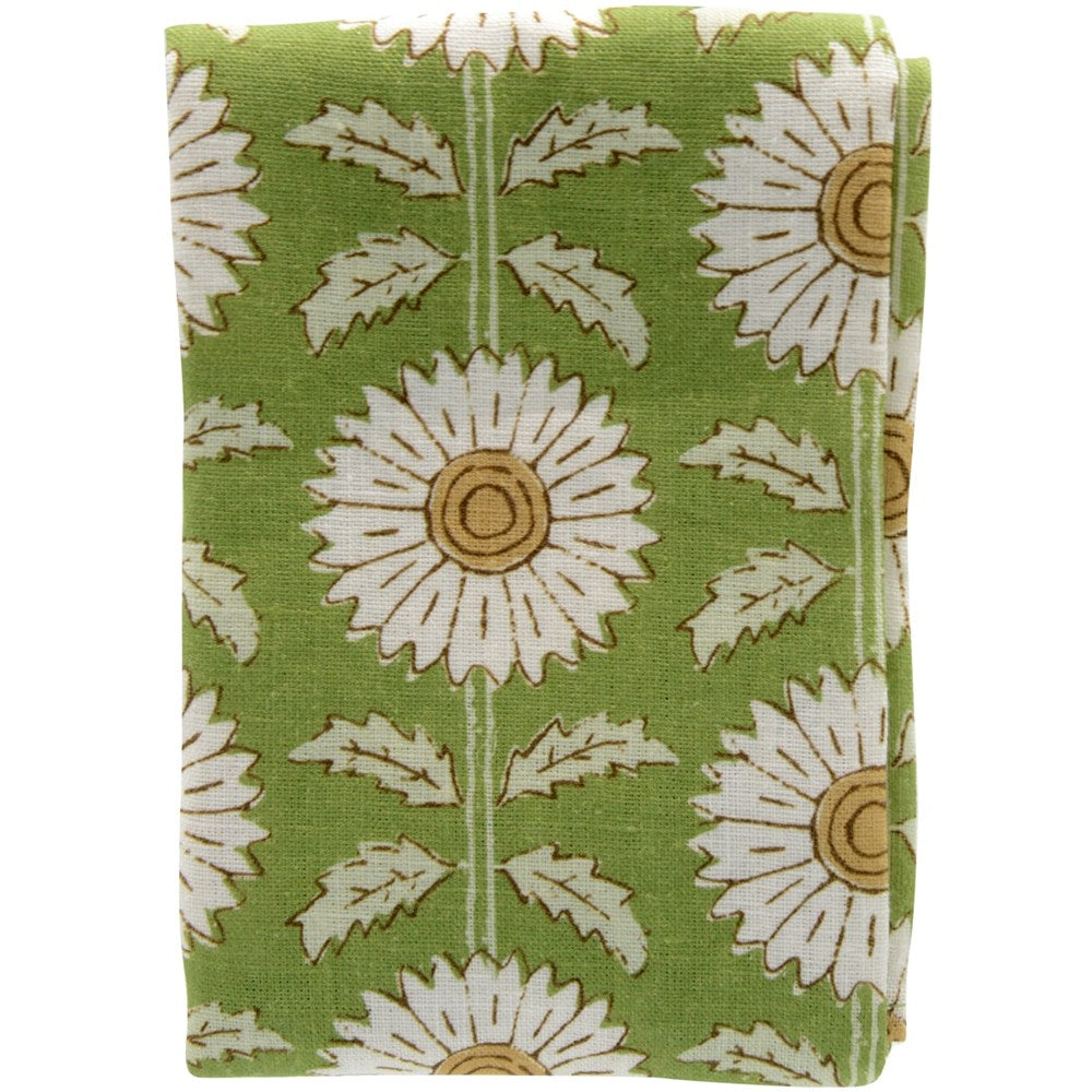 Jess Hobbs Studio Linen Tea Towel - Sunflower Trellis Green (1 pc) shown folded