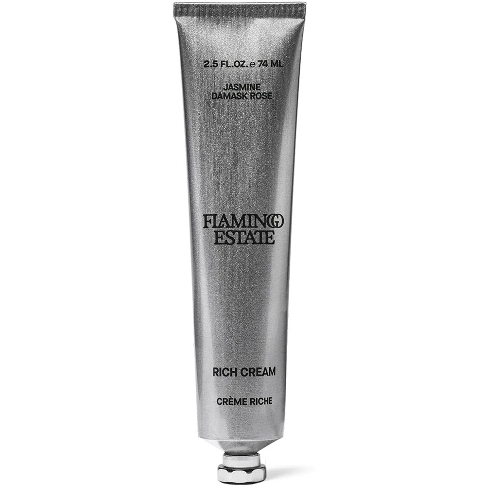 Flamingo Estate Organics Jasmine Damask Rose Rich Cream (74 ml) - product shown on white background. 