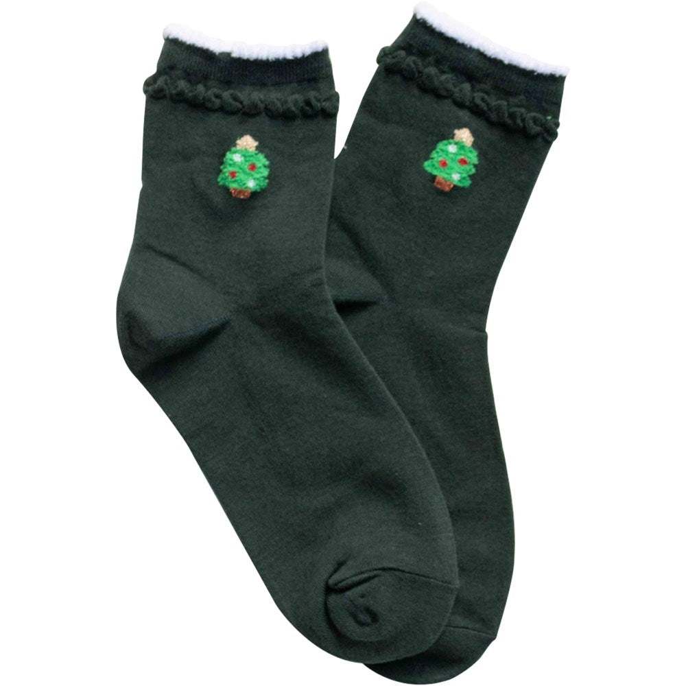 Tiepology Christmas Cozy Crew Socks - Green (1 Pair)